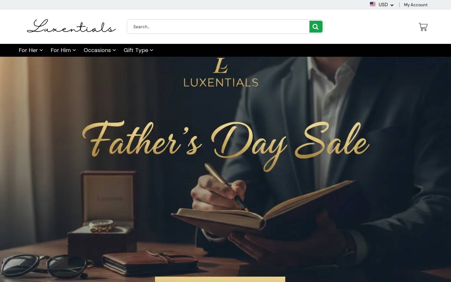 luxentials.com homepage screenshot