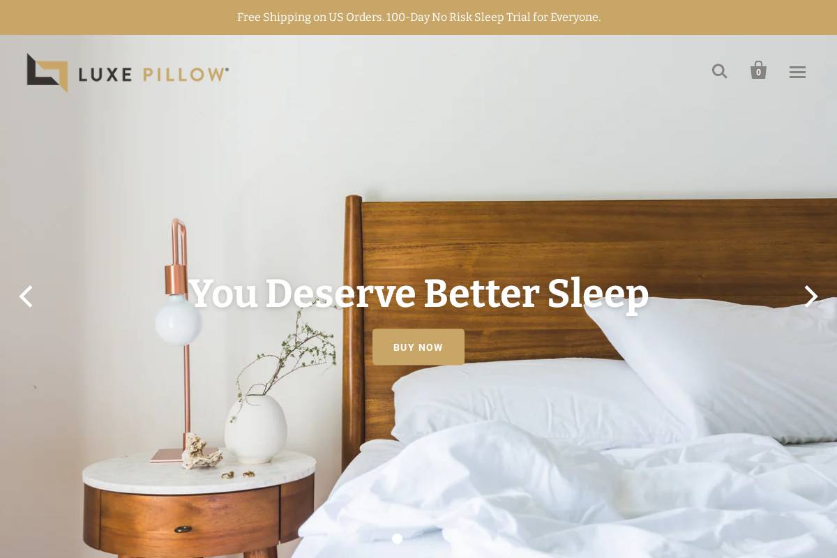 luxepillow.com homepage screenshot
