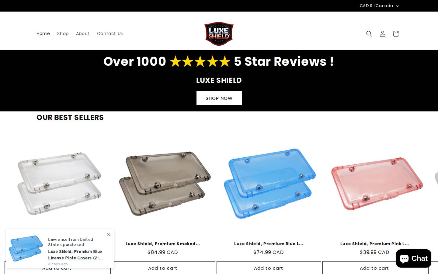 luxeshield.com homepage screenshot