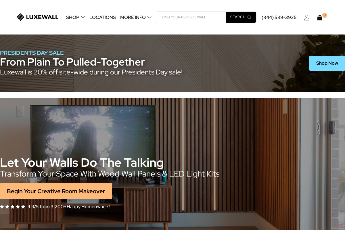 luxewall.com homepage screenshot