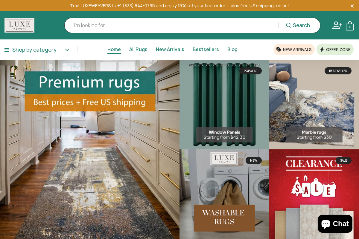 Luxe Weavers homepage screenshot