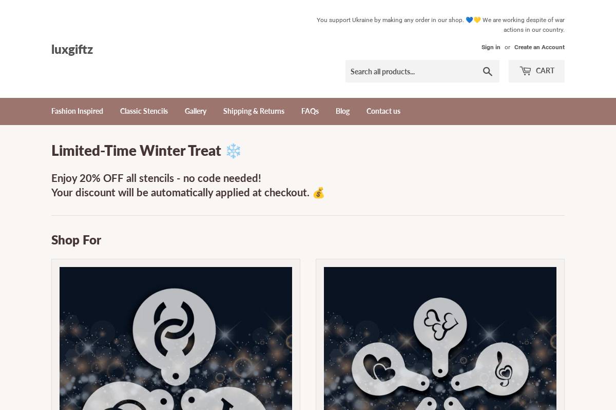 luxgiftz.com homepage screenshot