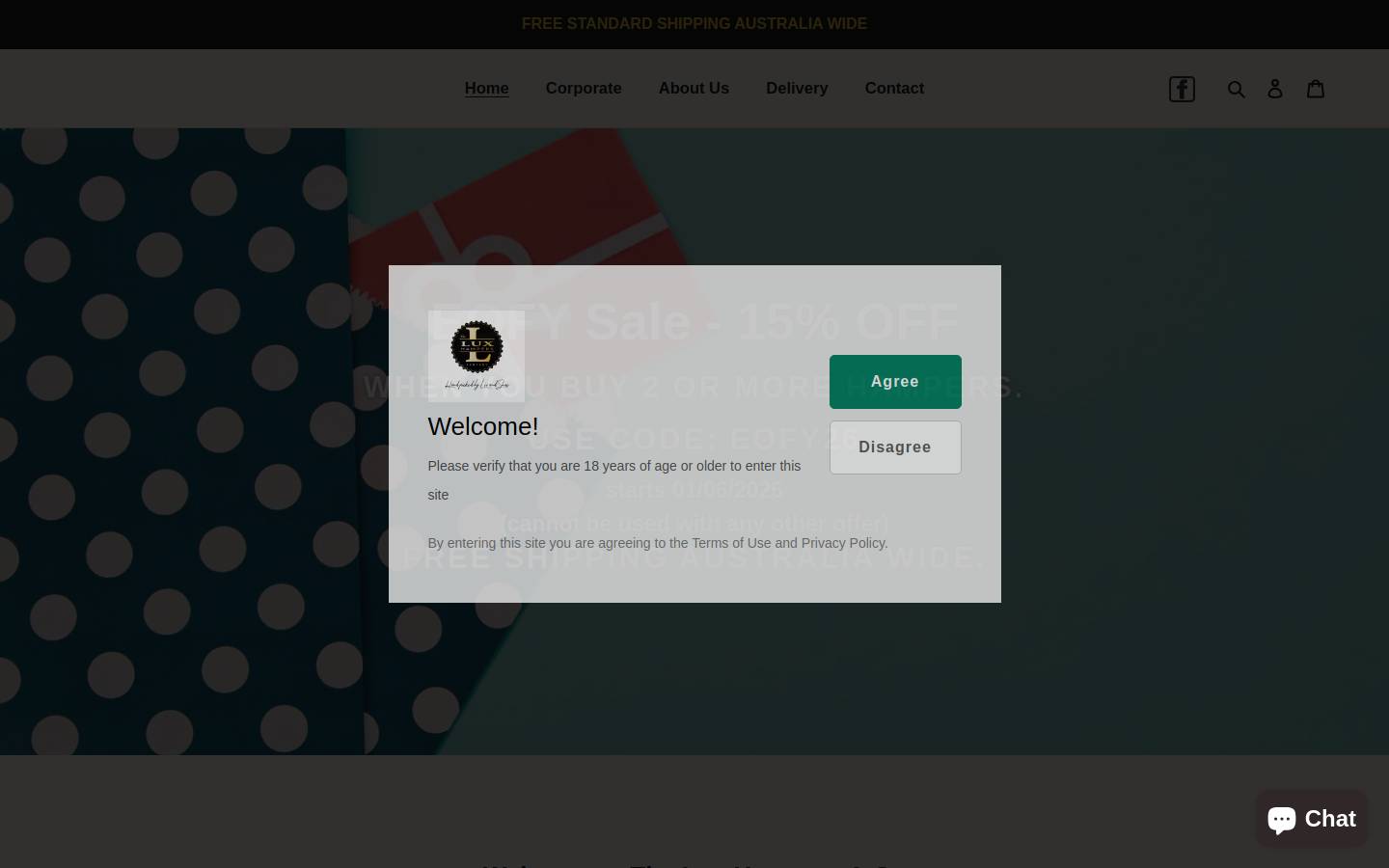 luxhampersco.com.au homepage screenshot