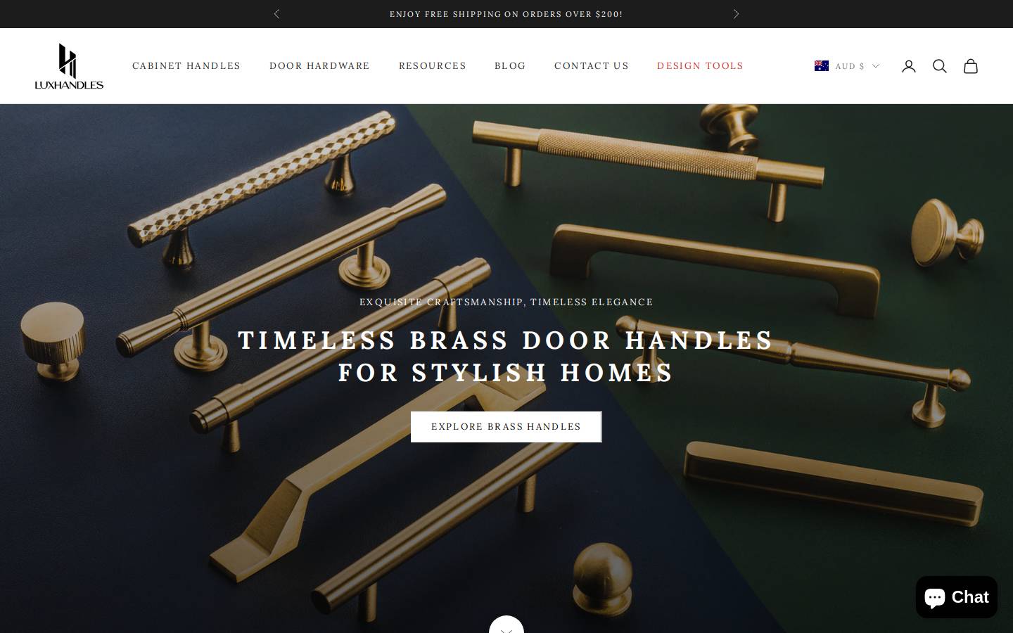 Luxhandles homepage screenshot