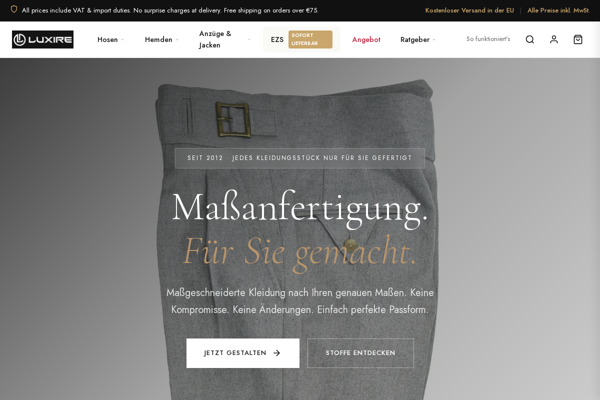 Luxire.com homepage screenshot