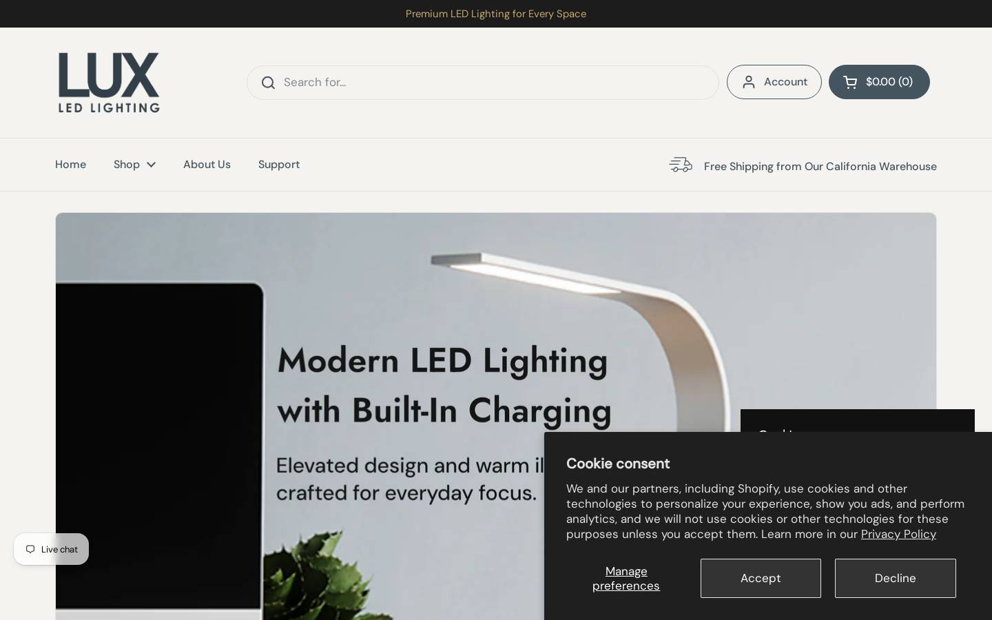 LUX LED Lights homepage screenshot