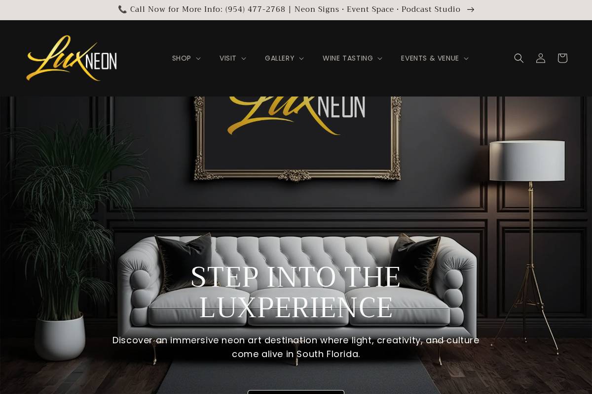 luxneonartgallery.com homepage screenshot