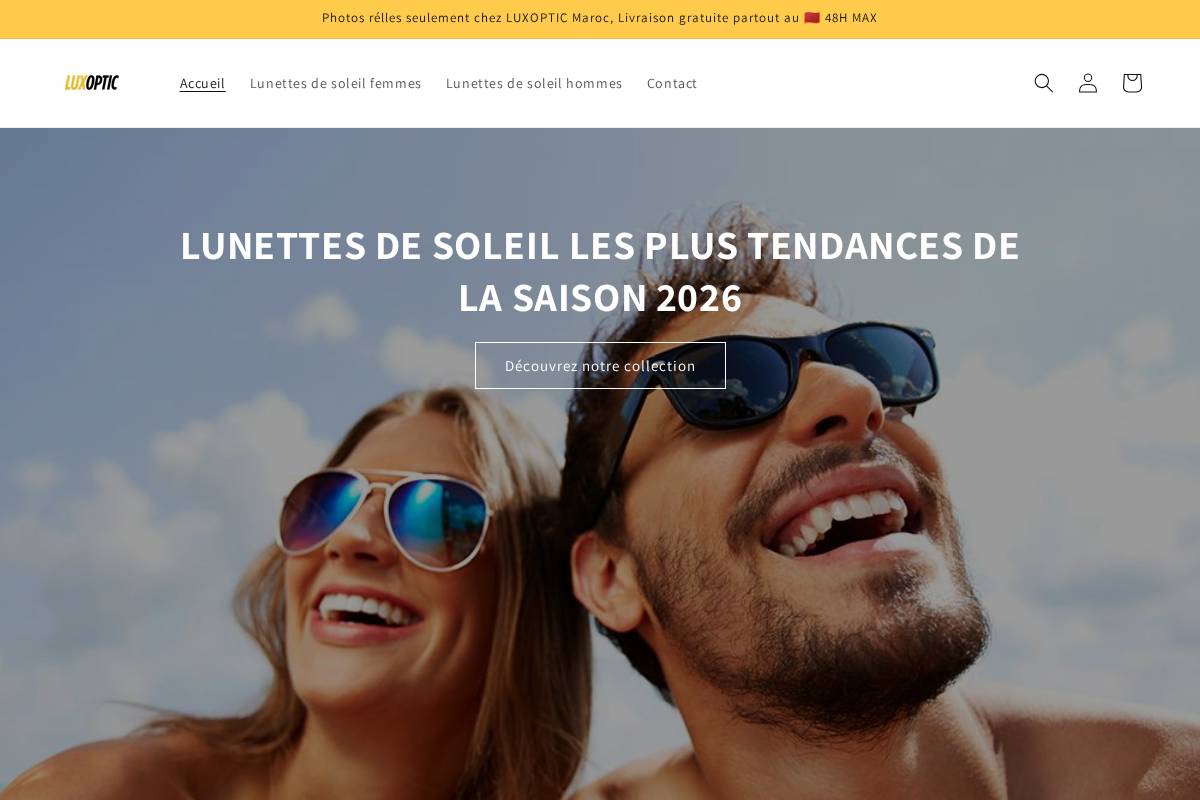 Luxoptic Eyewear homepage screenshot