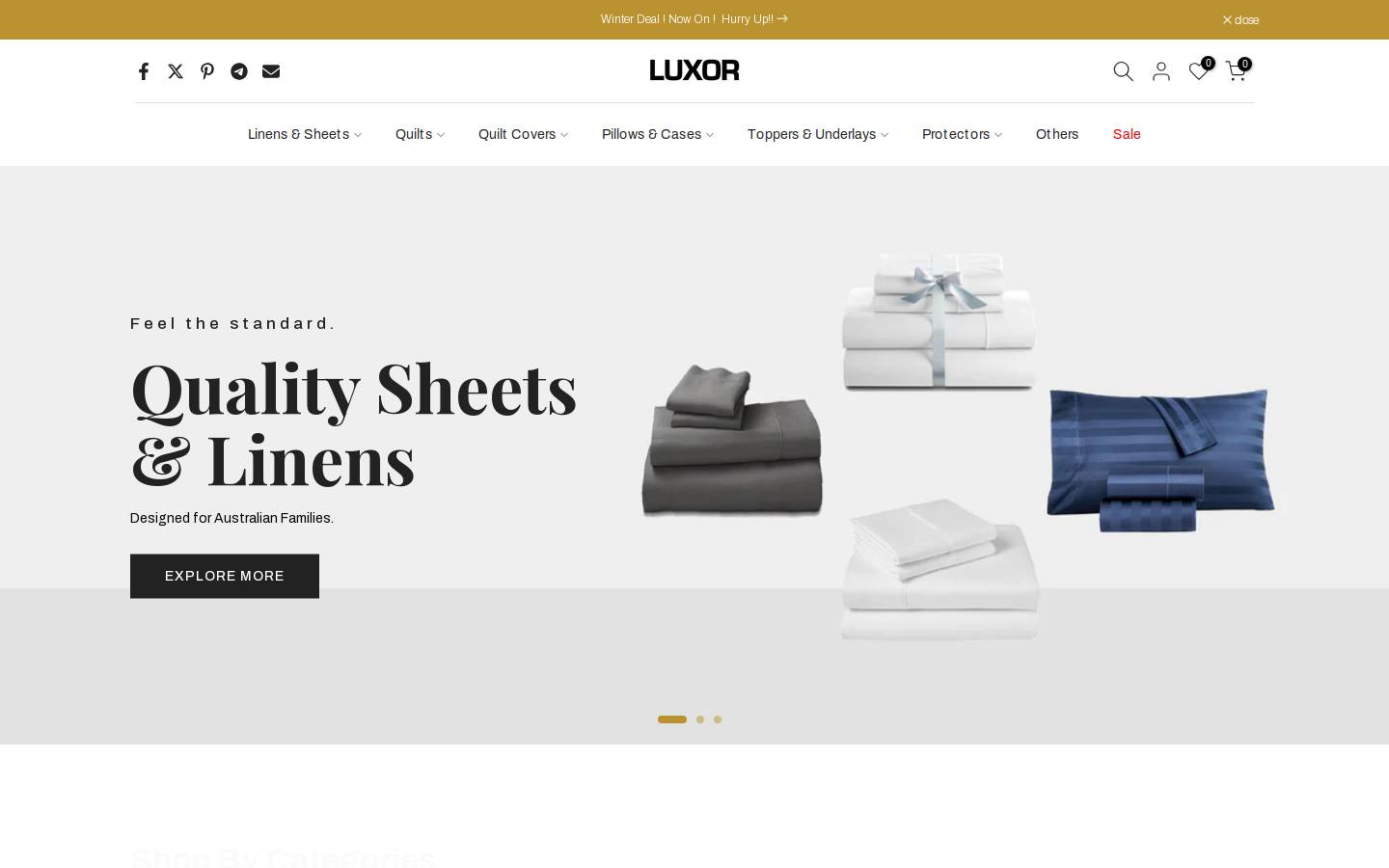 luxorlinen.com.au homepage screenshot
