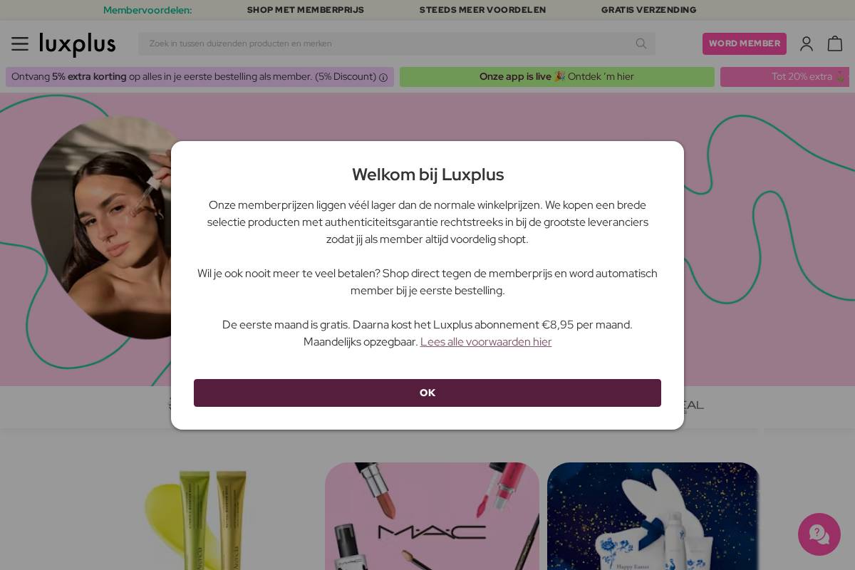 Luxplus.nl homepage screenshot