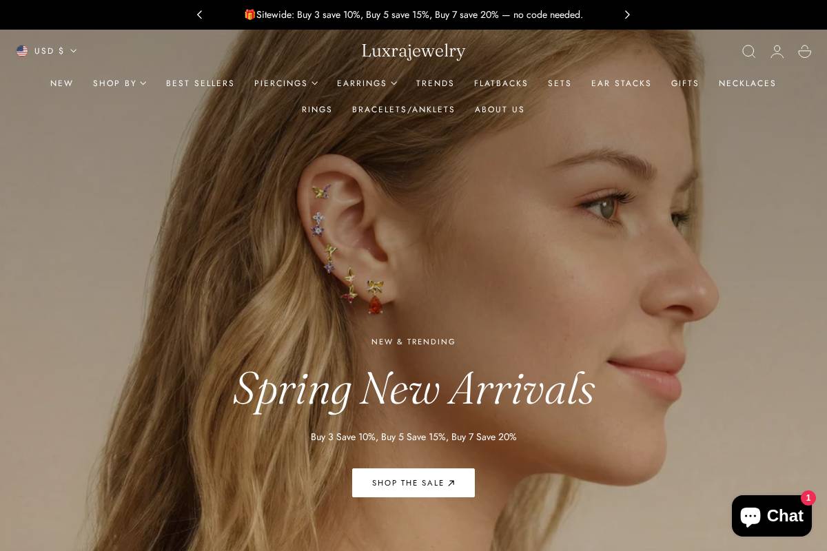 Luxrajewelry homepage screenshot