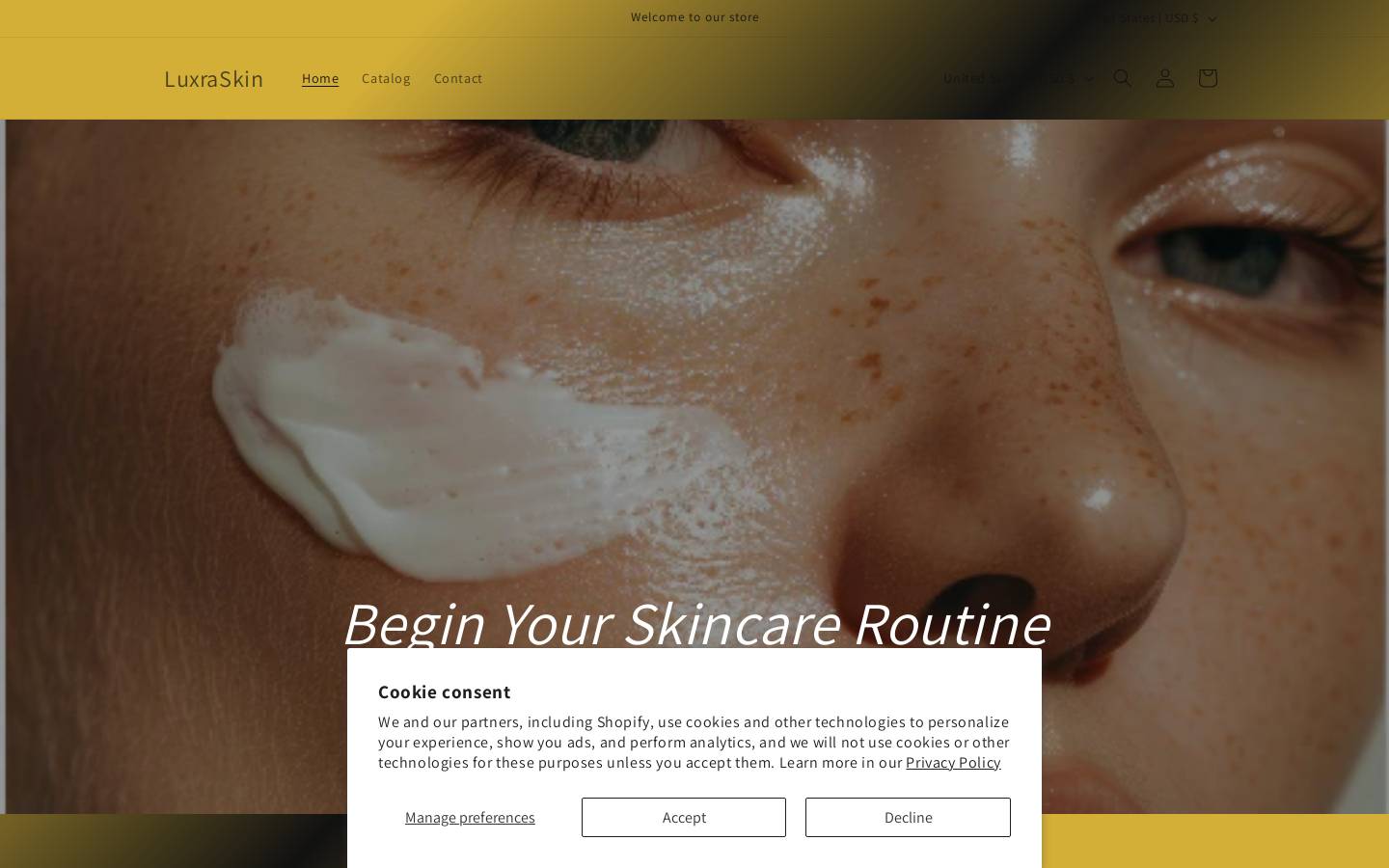 luxraskin.store homepage screenshot