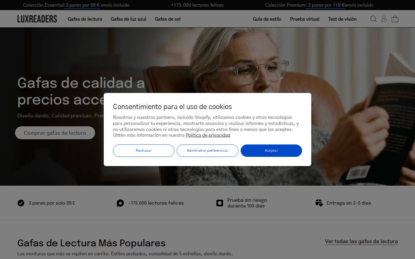 Luxreaders homepage screenshot
