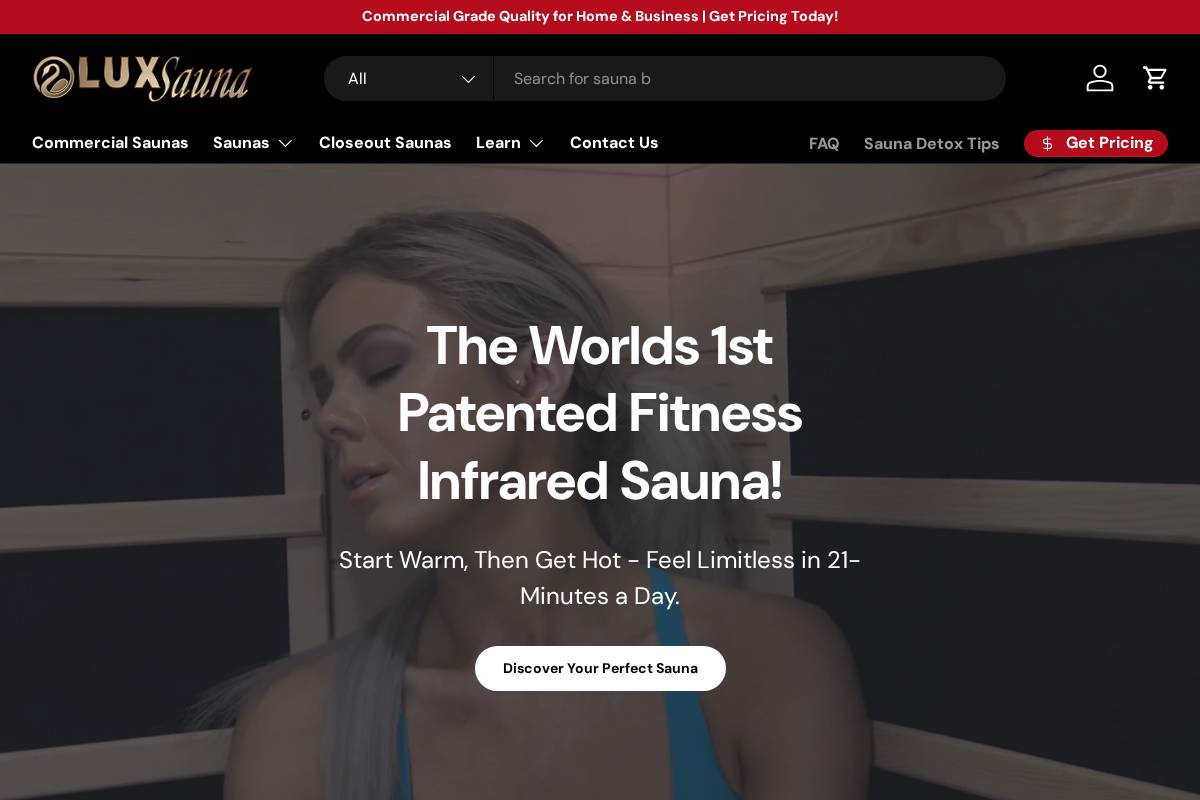 Luxsauna homepage screenshot