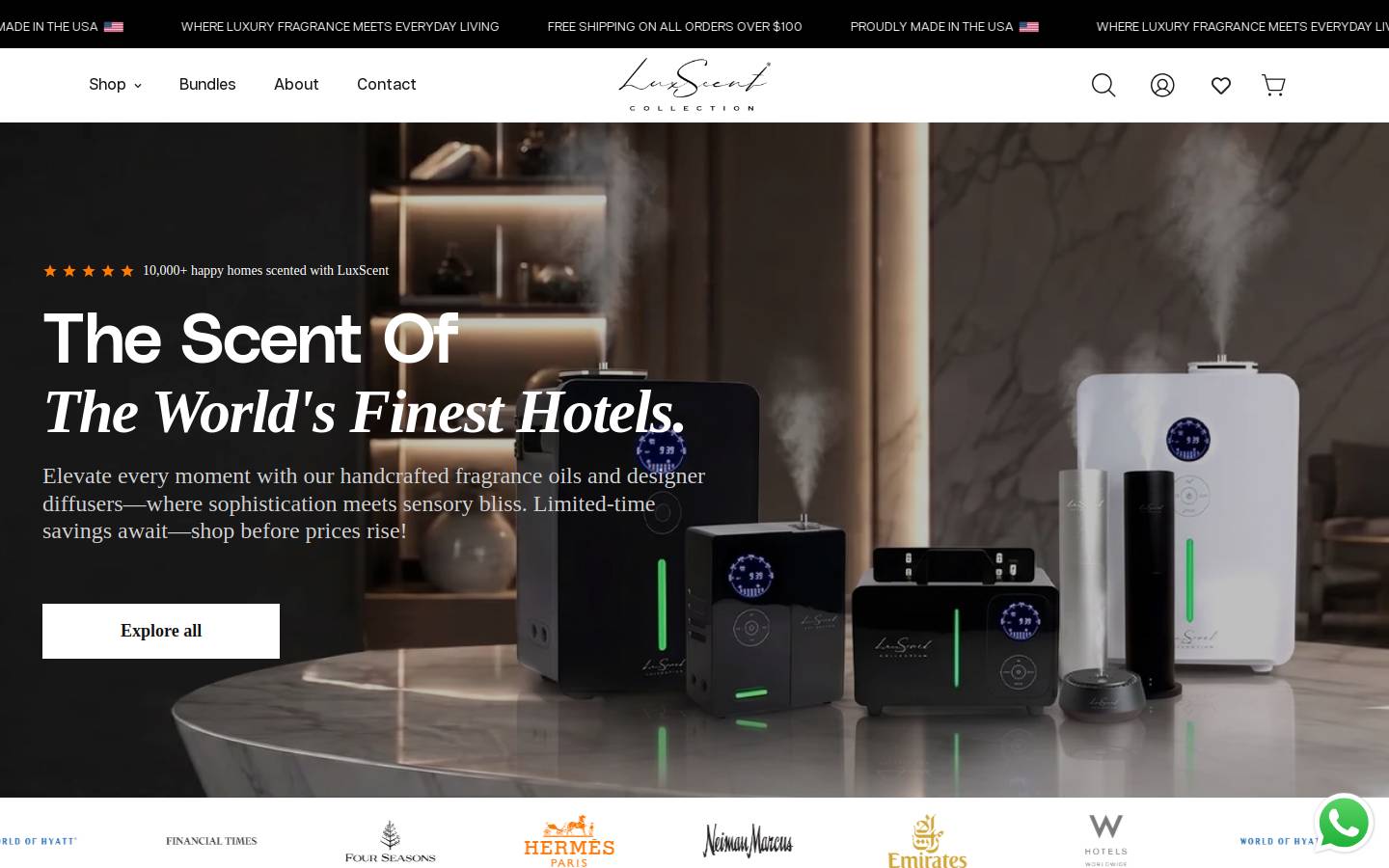 LuxScent Collection homepage screenshot