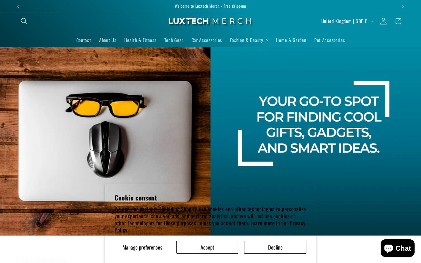 luxtechmerch.com homepage screenshot