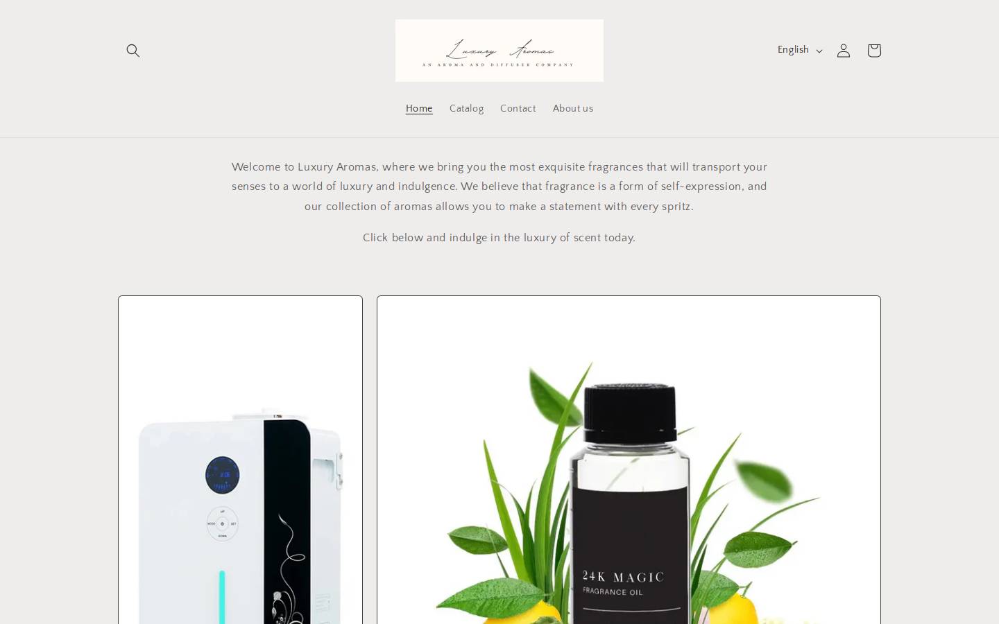 luxuryaromas.net homepage screenshot