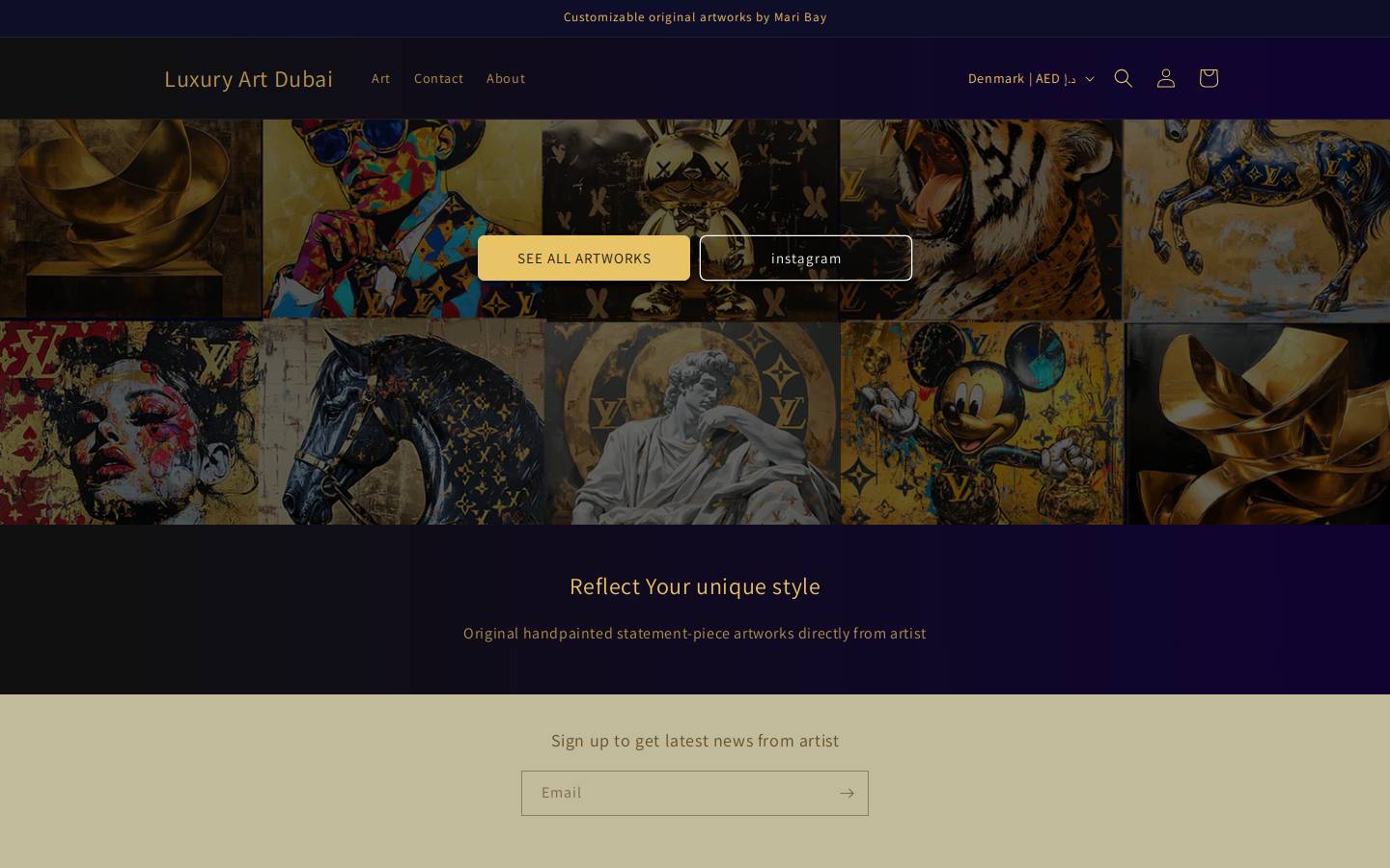 luxuryartdubai.com homepage screenshot