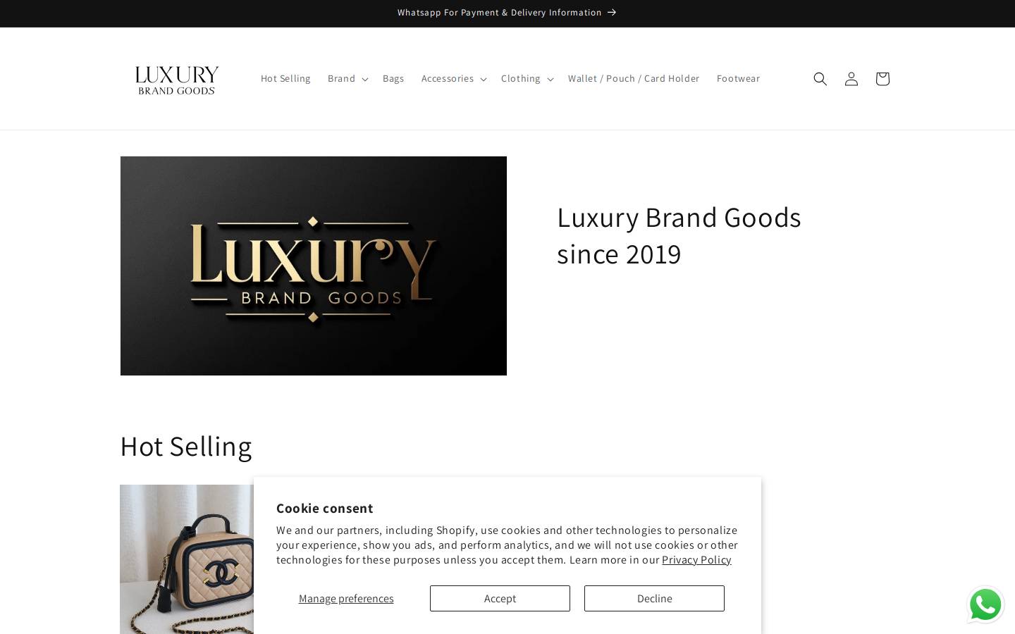luxurybrandgoods.com homepage screenshot