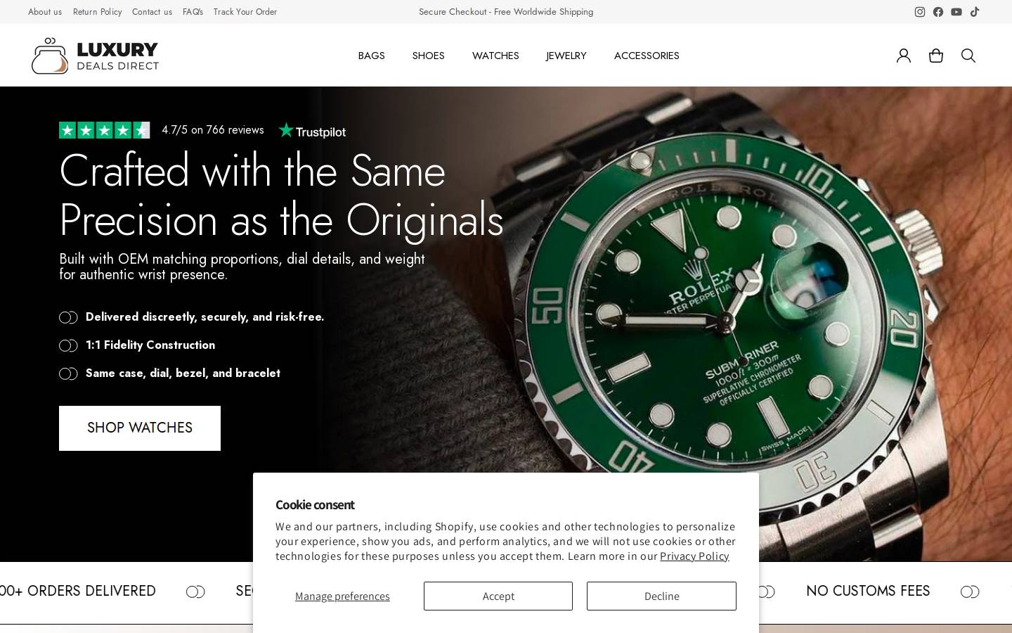 luxurydealsdirect.com homepage screenshot