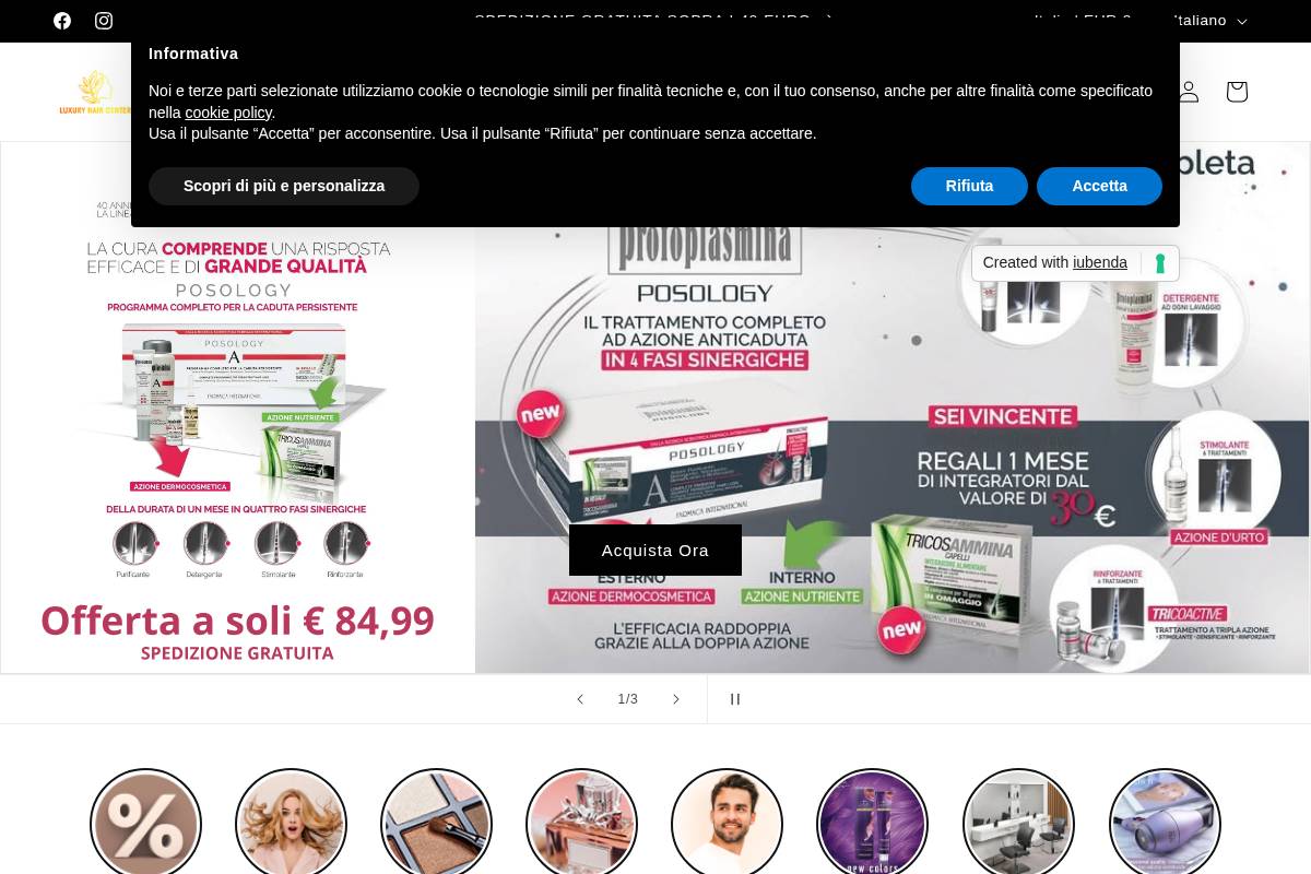 Luxury Hair Center homepage screenshot