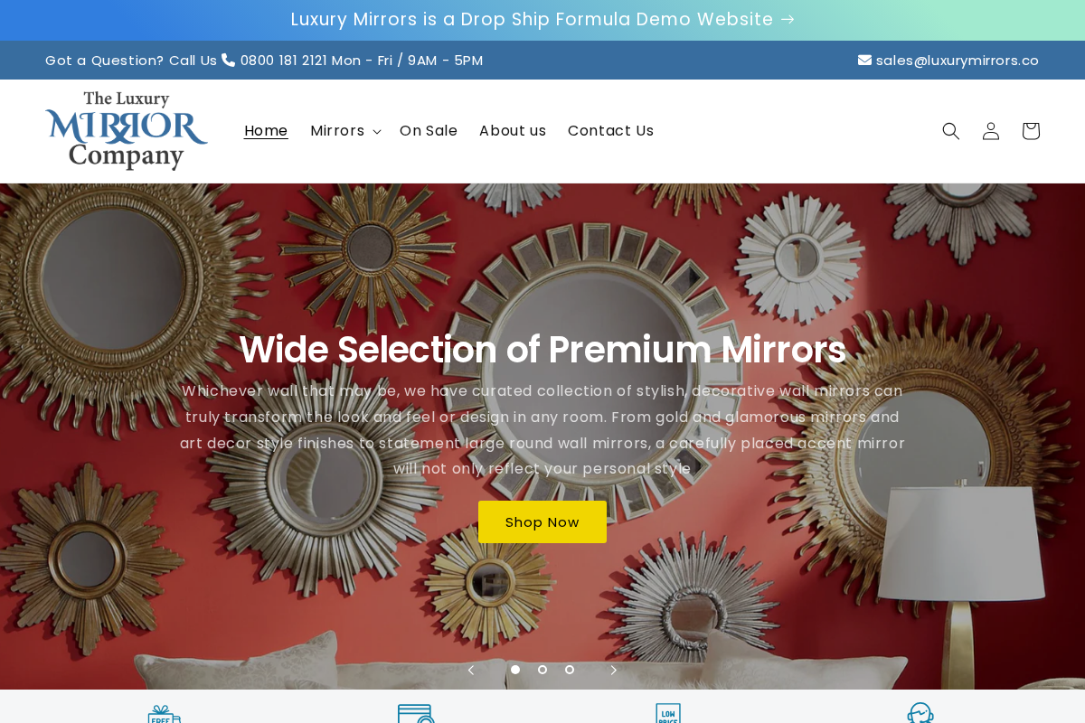 The Luxury Mirror Company homepage screenshot