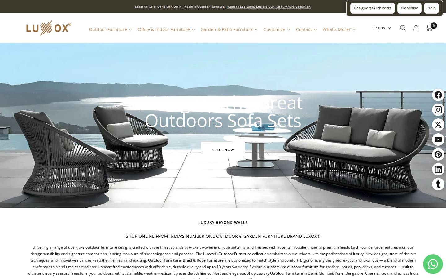 luxuryoutdoor.furniture homepage screenshot