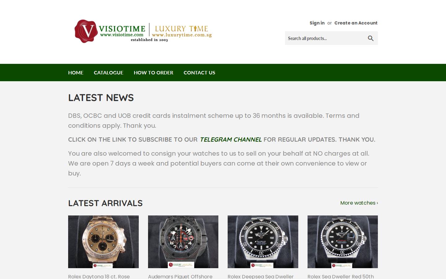 luxurytime.com.sg homepage screenshot