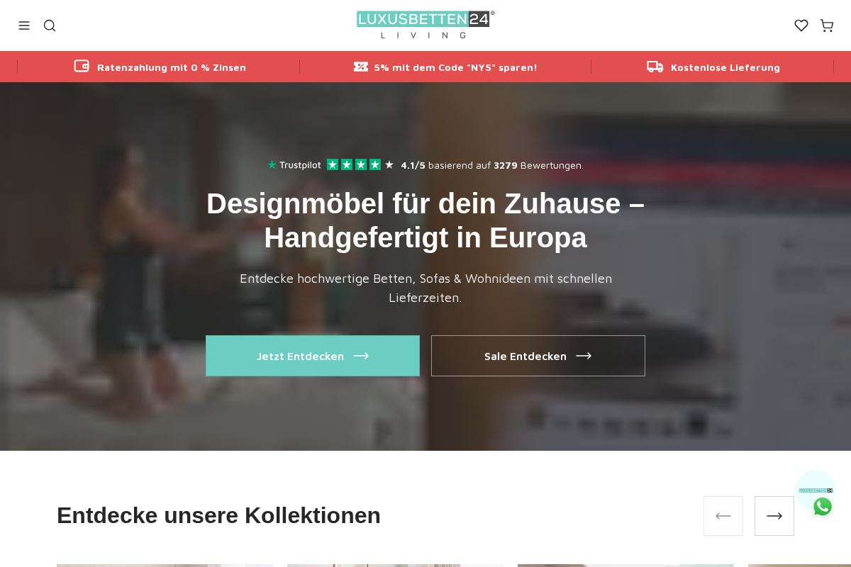 Luxusbetten24 homepage screenshot