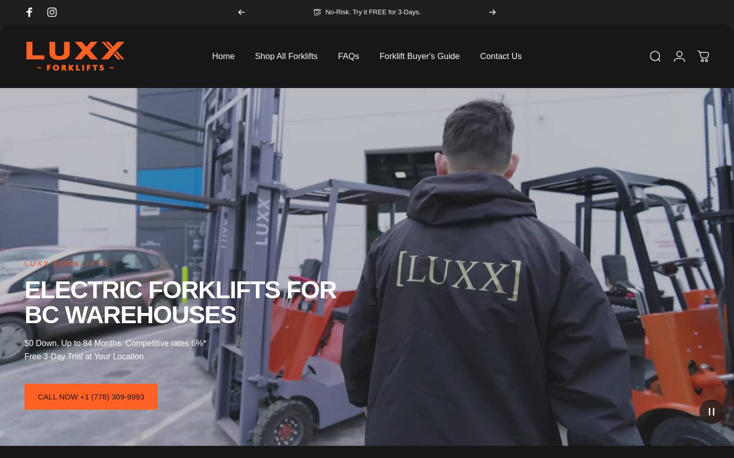 luxxforklifts.com homepage screenshot