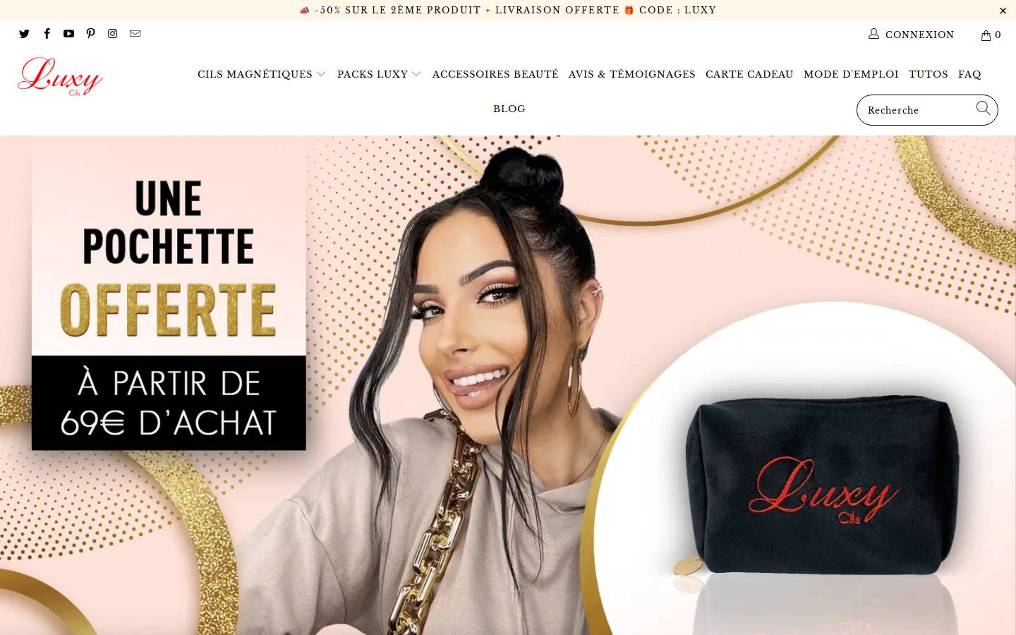 Luxycils homepage screenshot