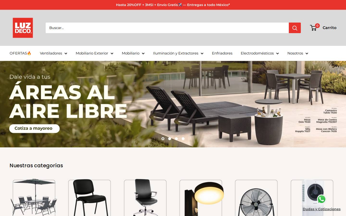 luzdeco.com homepage screenshot