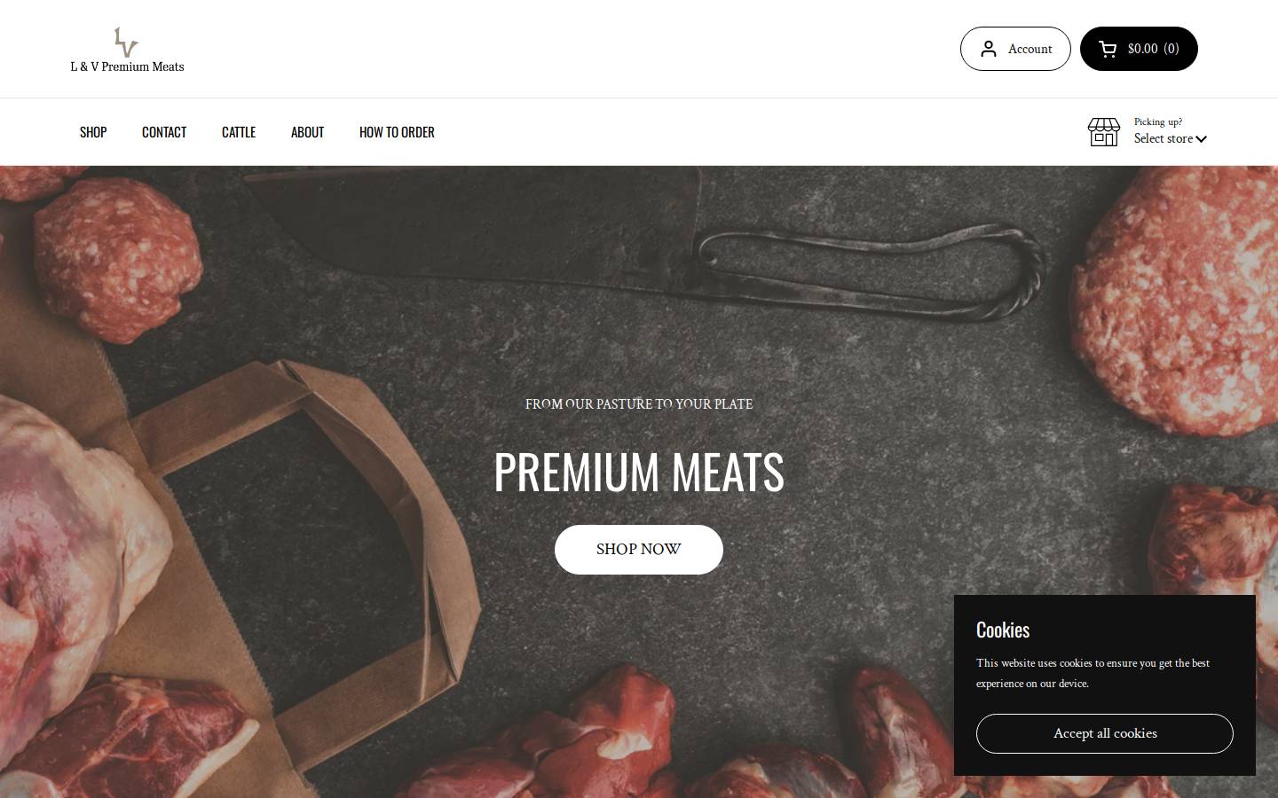 lvcattlecompany.com homepage screenshot