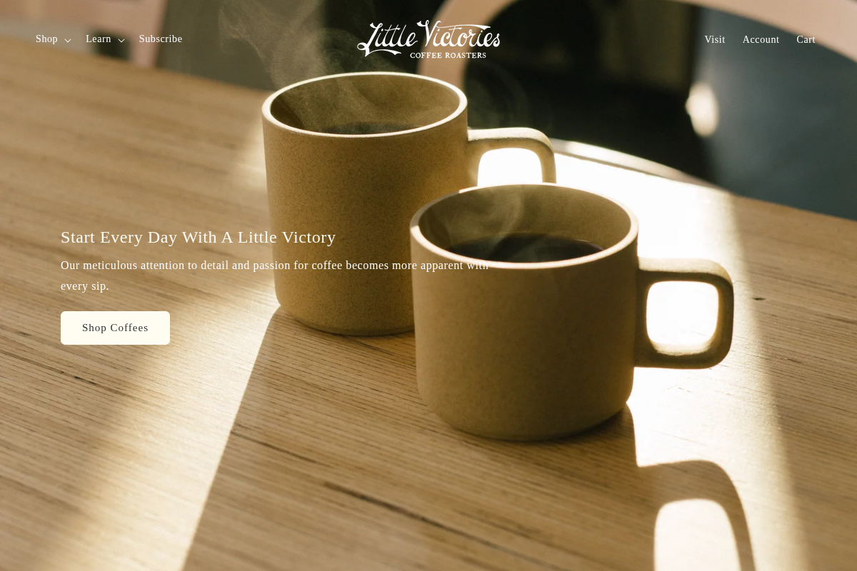 Little Victories Coffee Roasters homepage screenshot