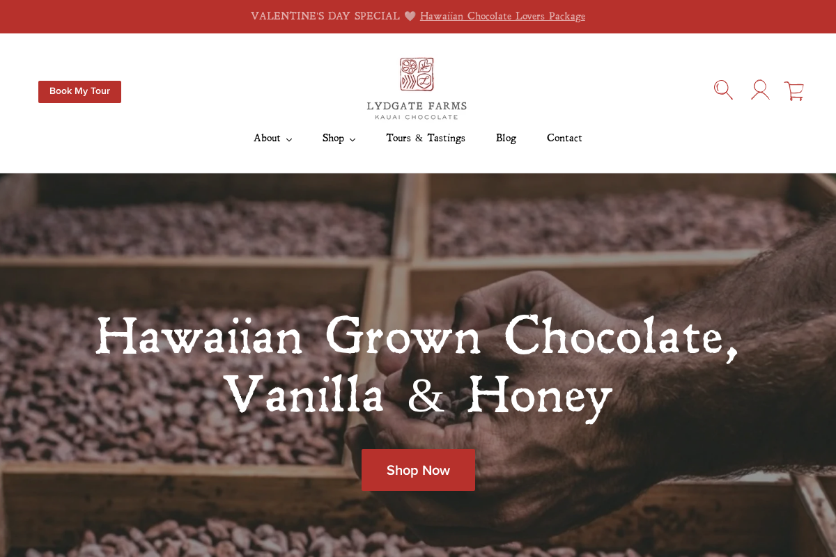 Lydgate Farms homepage screenshot