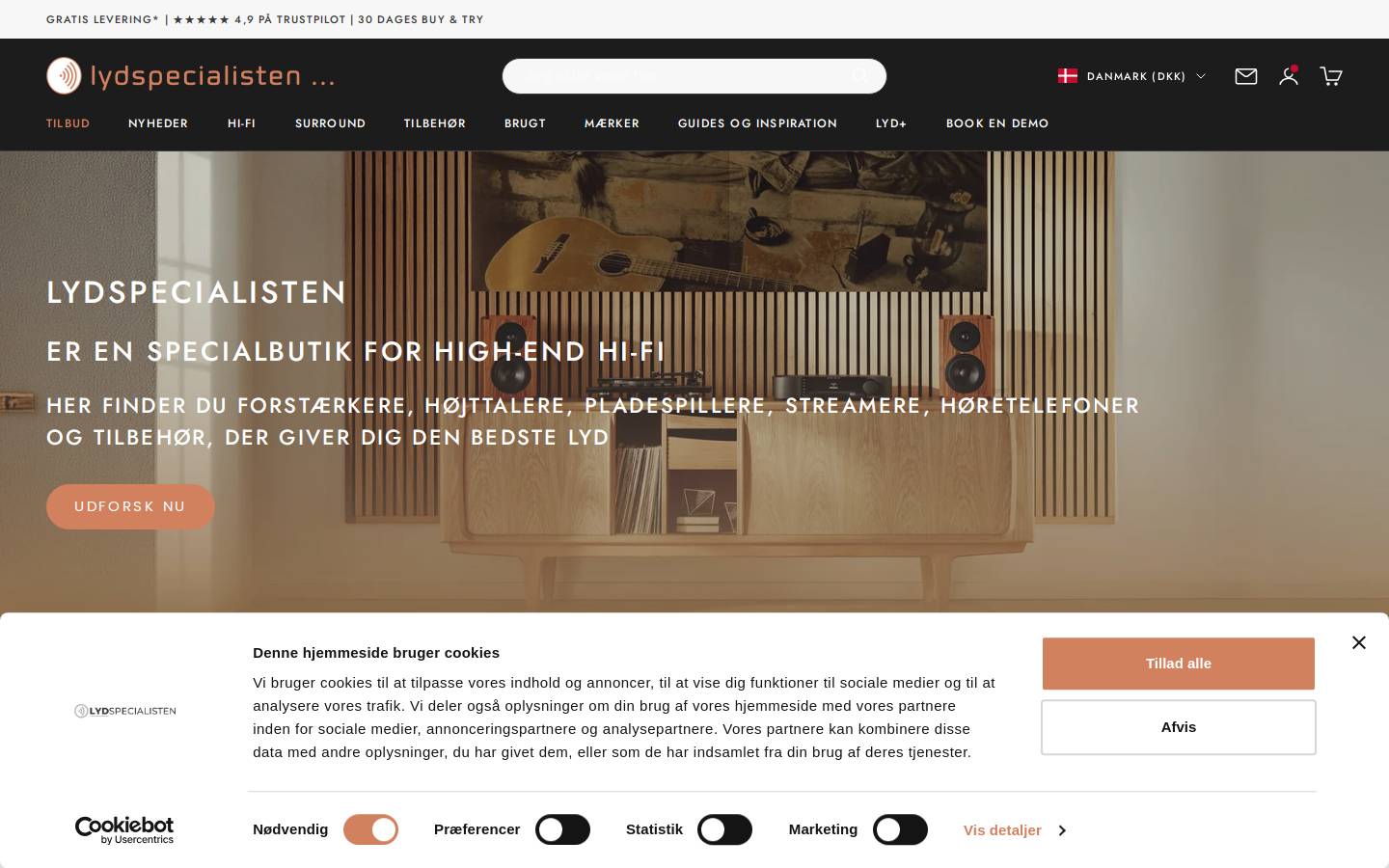 Lydspecialisten homepage screenshot