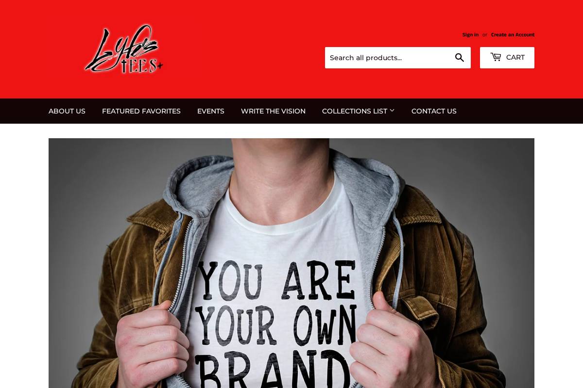 lyfestees.com homepage screenshot