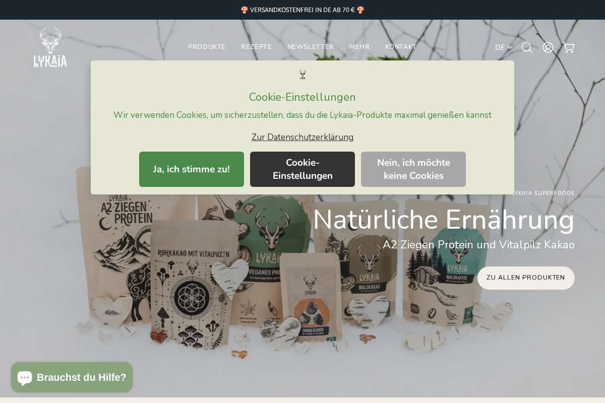 Lykaia Nutrition homepage screenshot