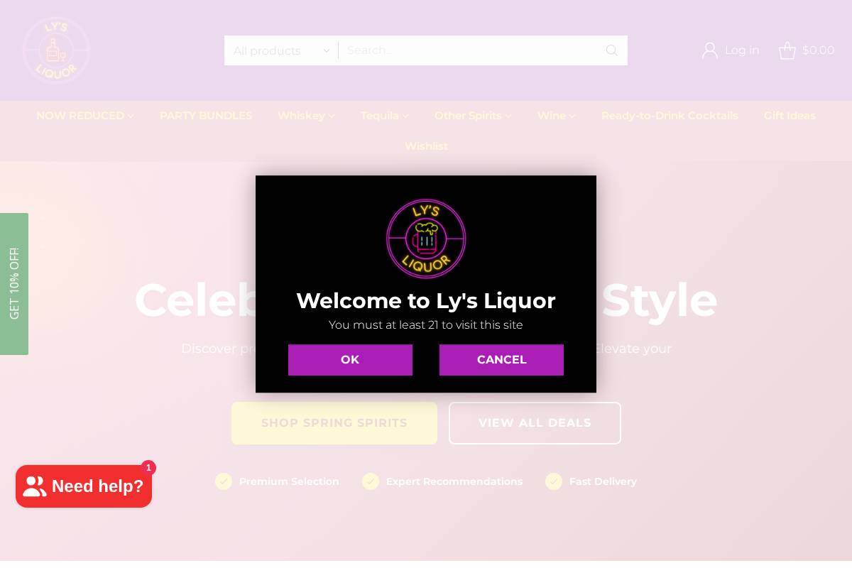 lyliquor.com homepage screenshot