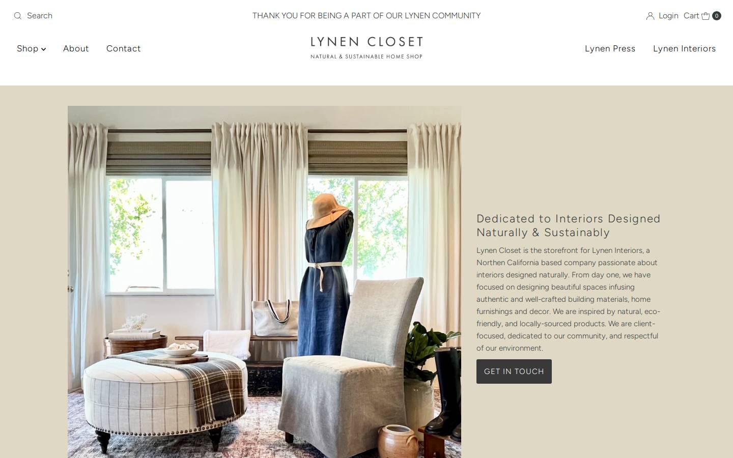 lynencloset.com homepage screenshot