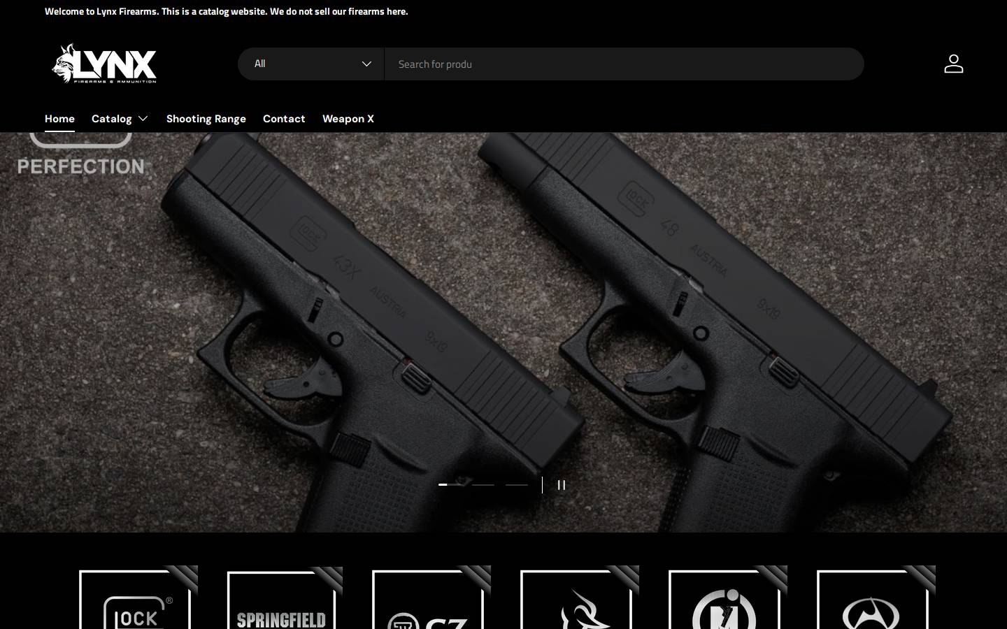 lynxfirearms.com homepage screenshot