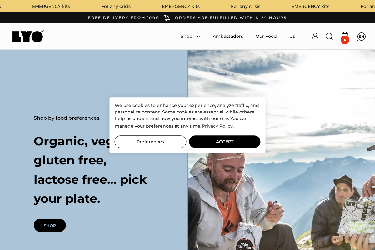 LYOFOOD homepage screenshot