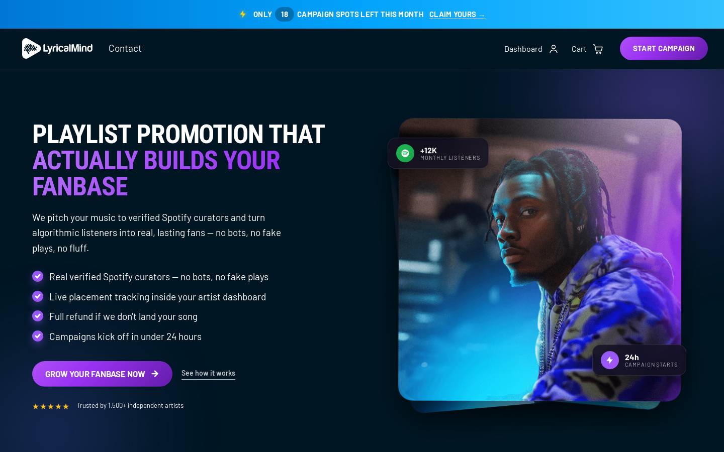 lyricalmind.co homepage screenshot