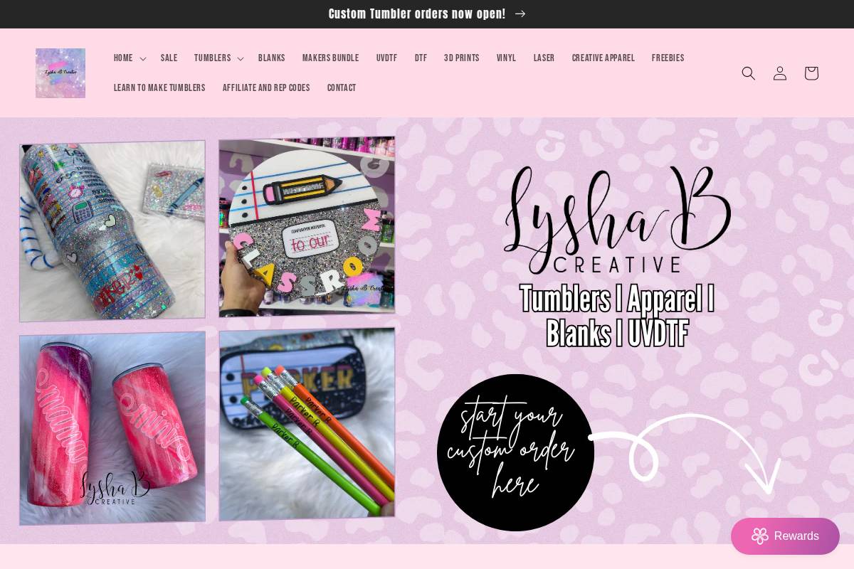 lyshabcreative.com homepage screenshot