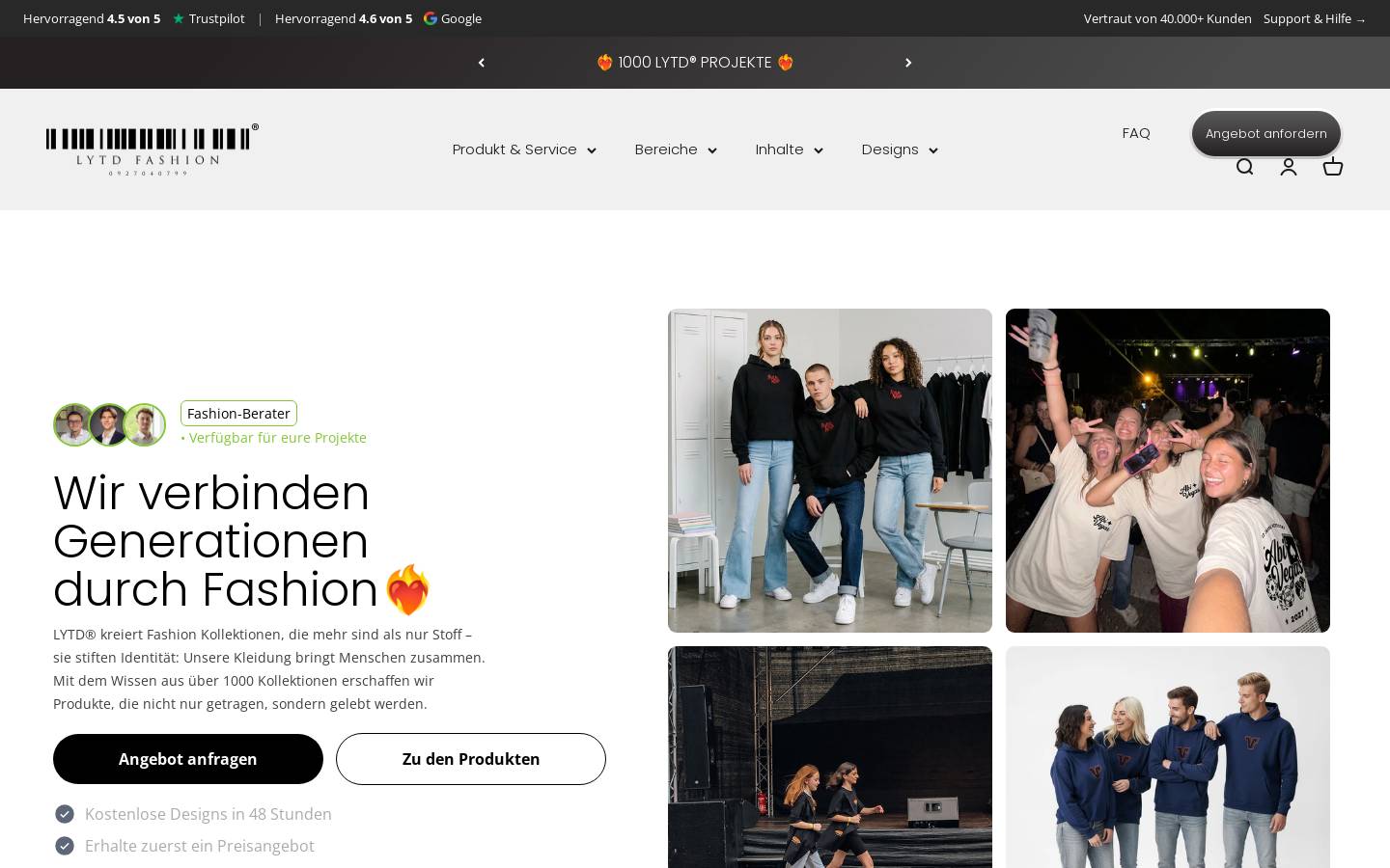 LYTD Fashion homepage screenshot