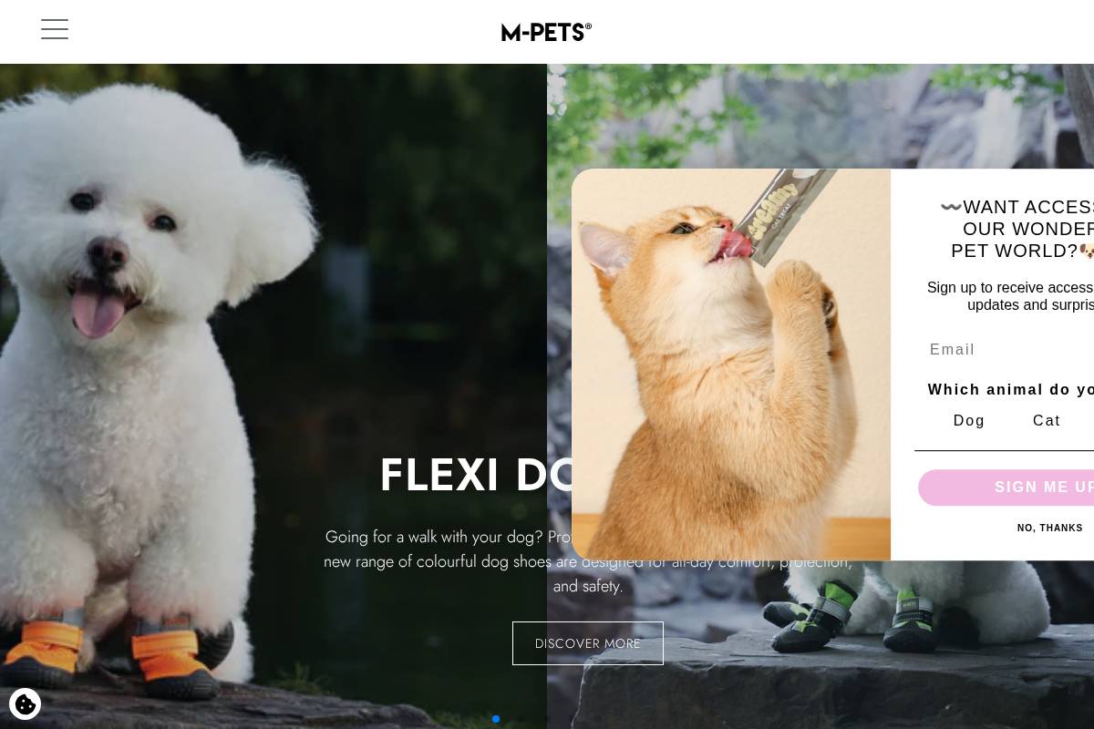 m-pets.com homepage screenshot