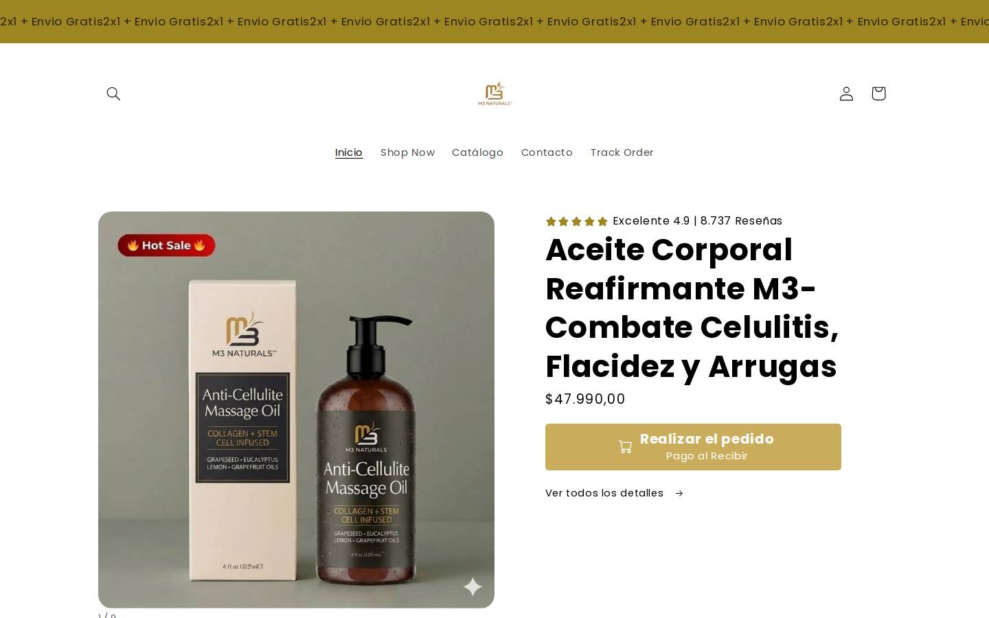 m3cosmetics.com homepage screenshot