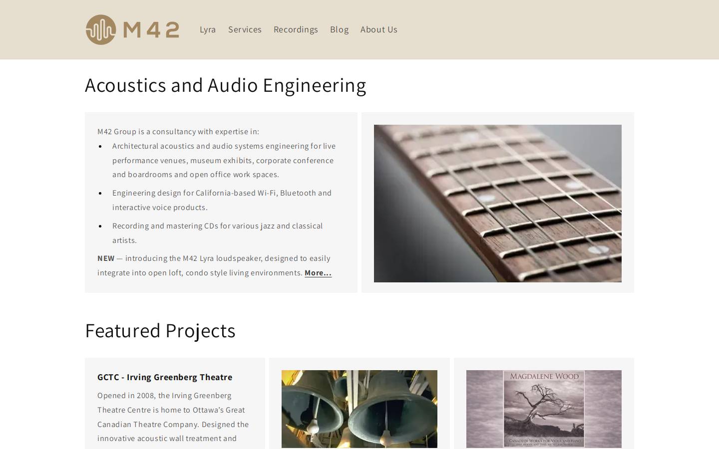 m42homeaudio.ca homepage screenshot