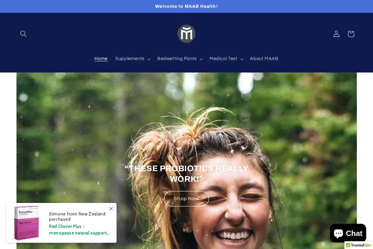 MAAB Probiotics New Zealand homepage screenshot