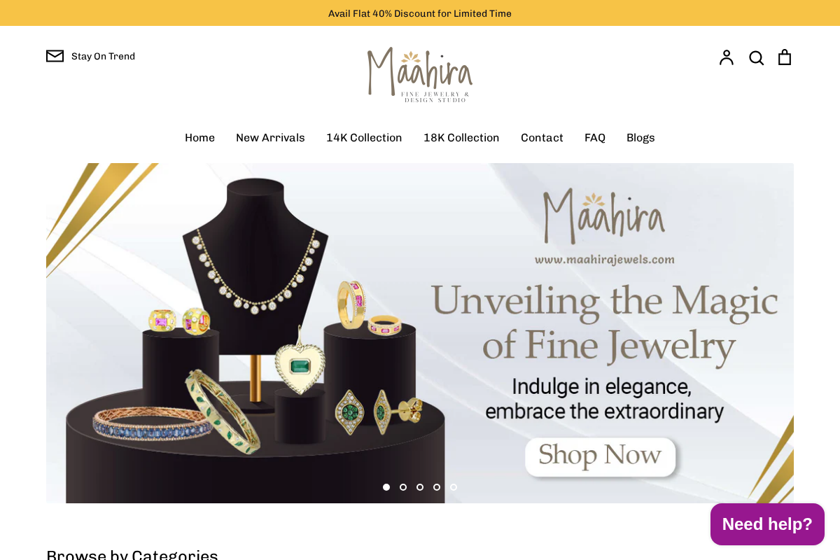 Maahira Jewels homepage screenshot
